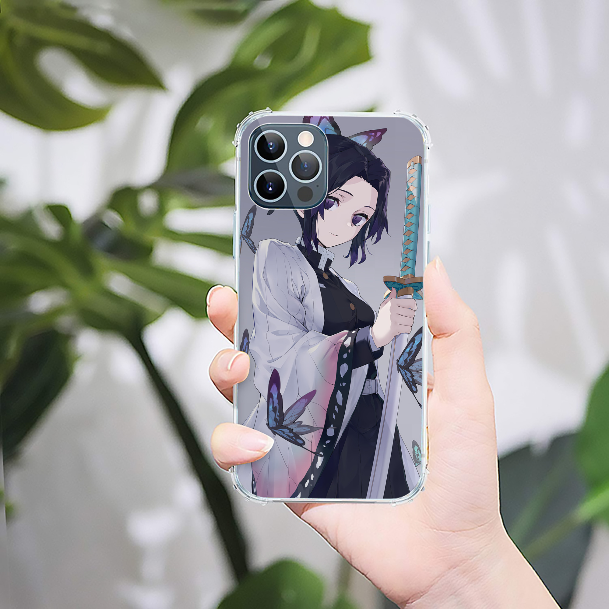 （画像用） 鬼滅の刃（きめつのやいば）蟲柱-胡蝶 しのぶ／こちょう しのぶ Kochou Shinobu 【iPhone 12シリーズ対応】透明スマホケース（クリアソフトケース）